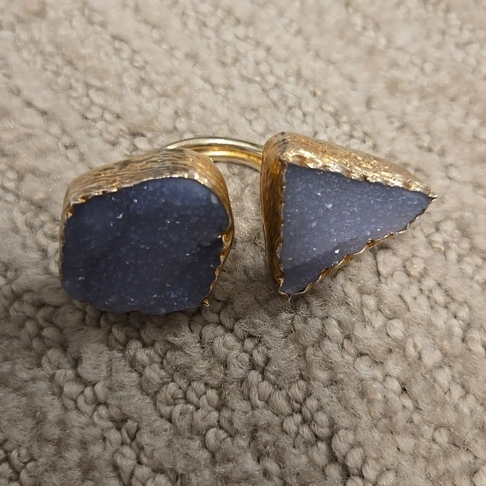 Vita New York Blue Druzy Quartz 925 Silver Ring